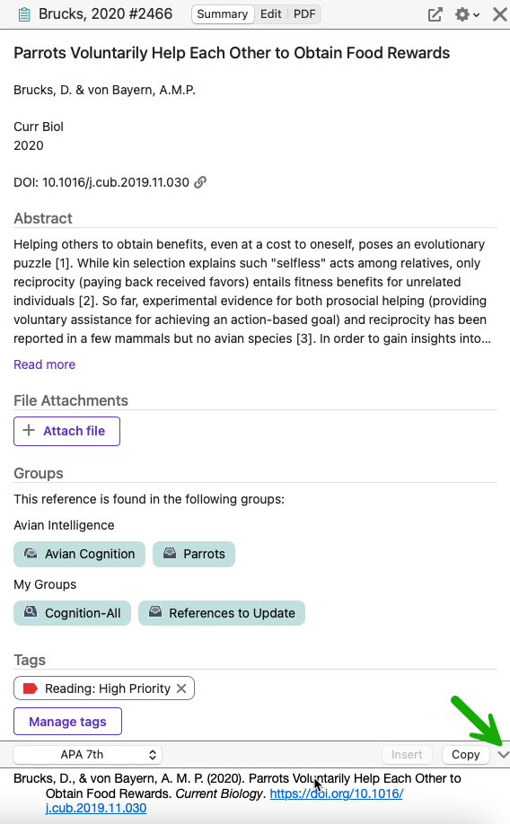 The Summary subpanel style section with an arrow pointing at the button to show or hide the style section
